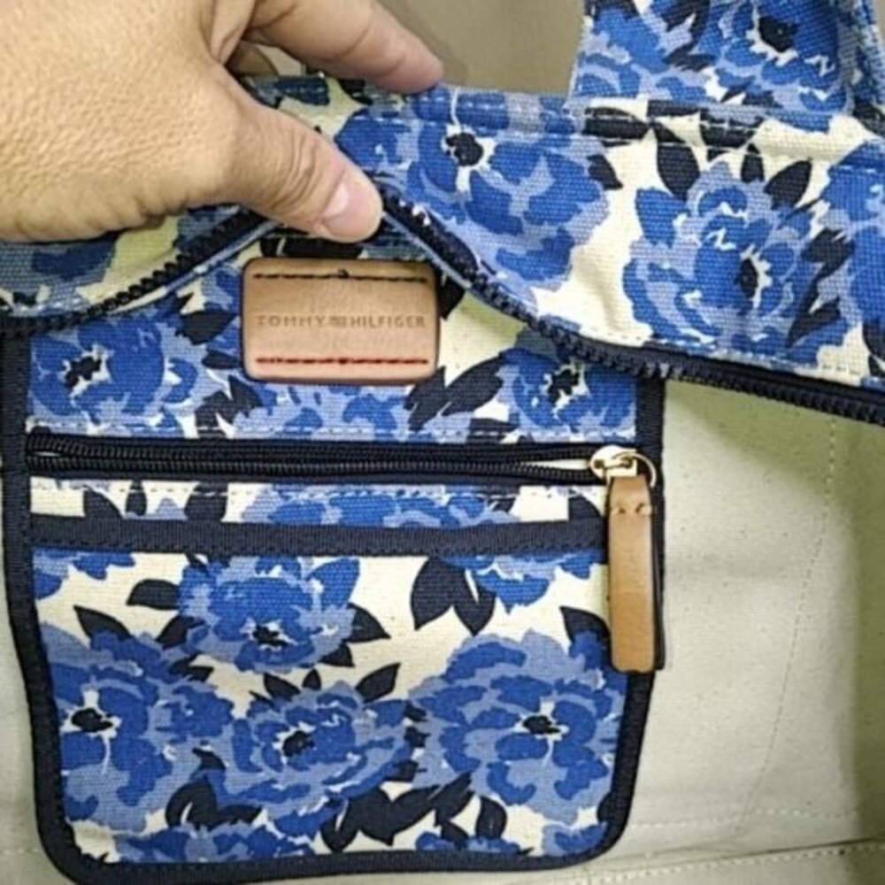 Large Tommy Hilfiger Natalie Painted Floral Weekender Tote Shoulder Bag Canvas - Picture 10 of 10